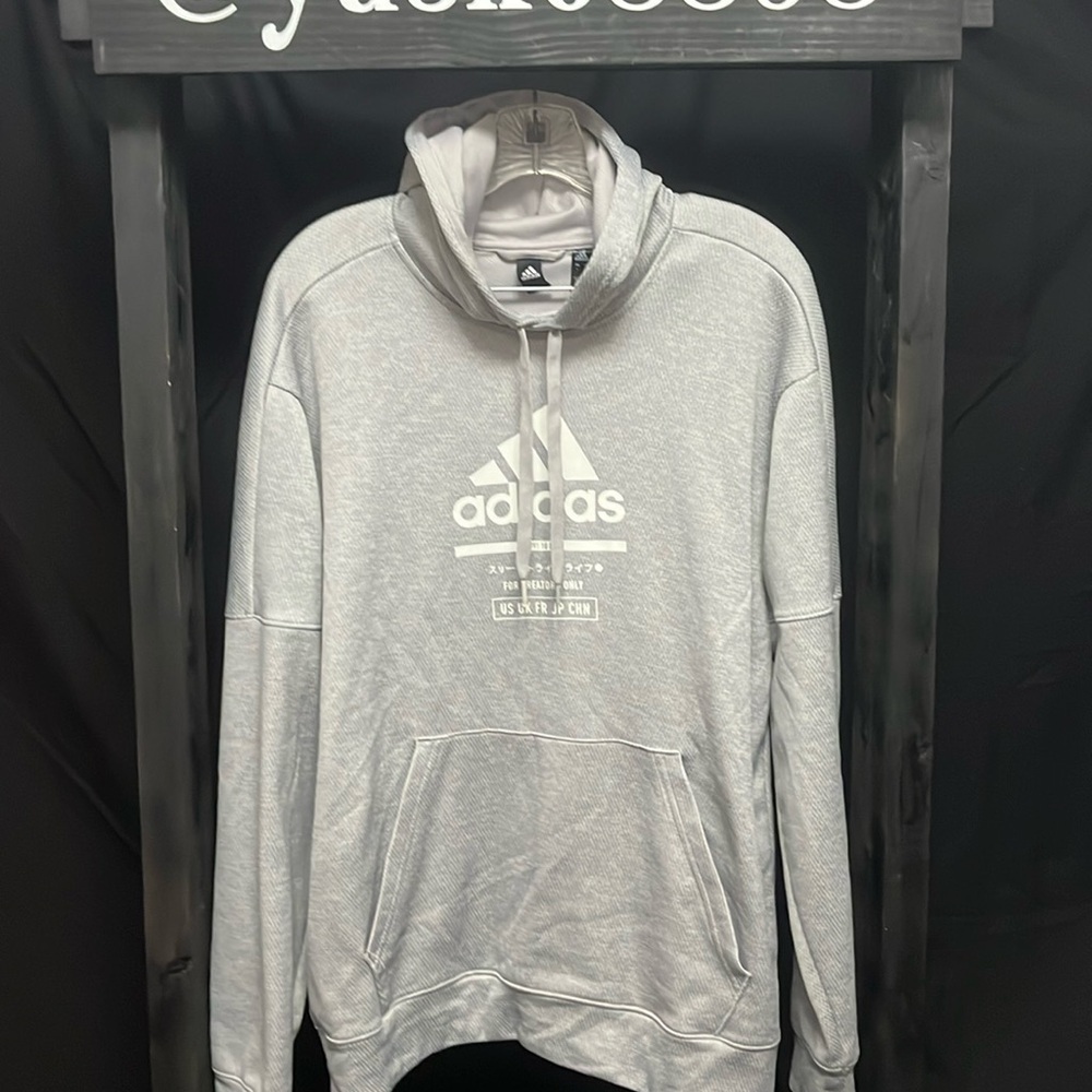 Adidas- light gray honeycomb like pattern hoodie